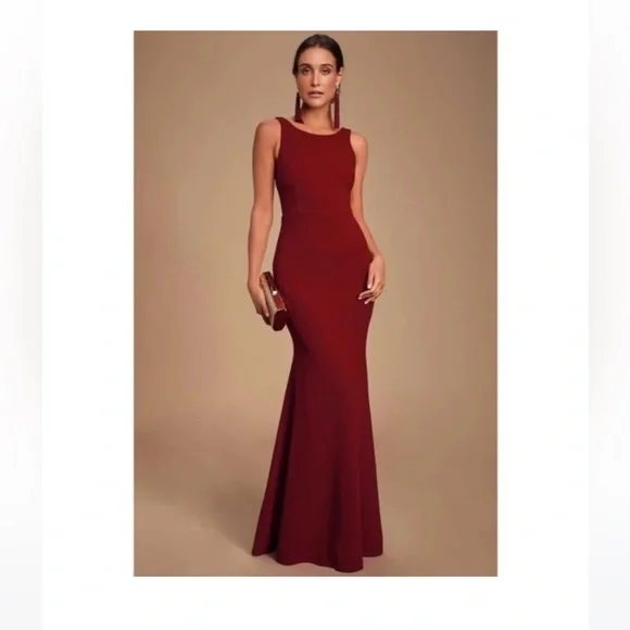 Lulus | Dresses | Lulus Burgundy Cowl Back Floor Length Dress Xl | Poshmark